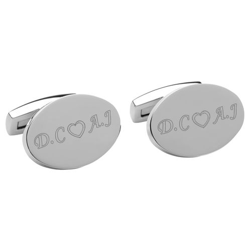 PERSONALISED OVAL CUFFLINKS - STAINLESS STEEL