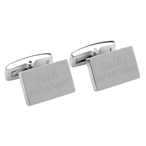 PERSONALISED RECTANGLE CUFFLINKS - STAINLESS STEEL