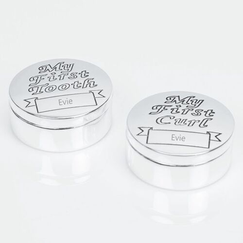 SILVER PLATED BABY'S FIRST CURL AND TOOTH GIFT SET BY JULIANA