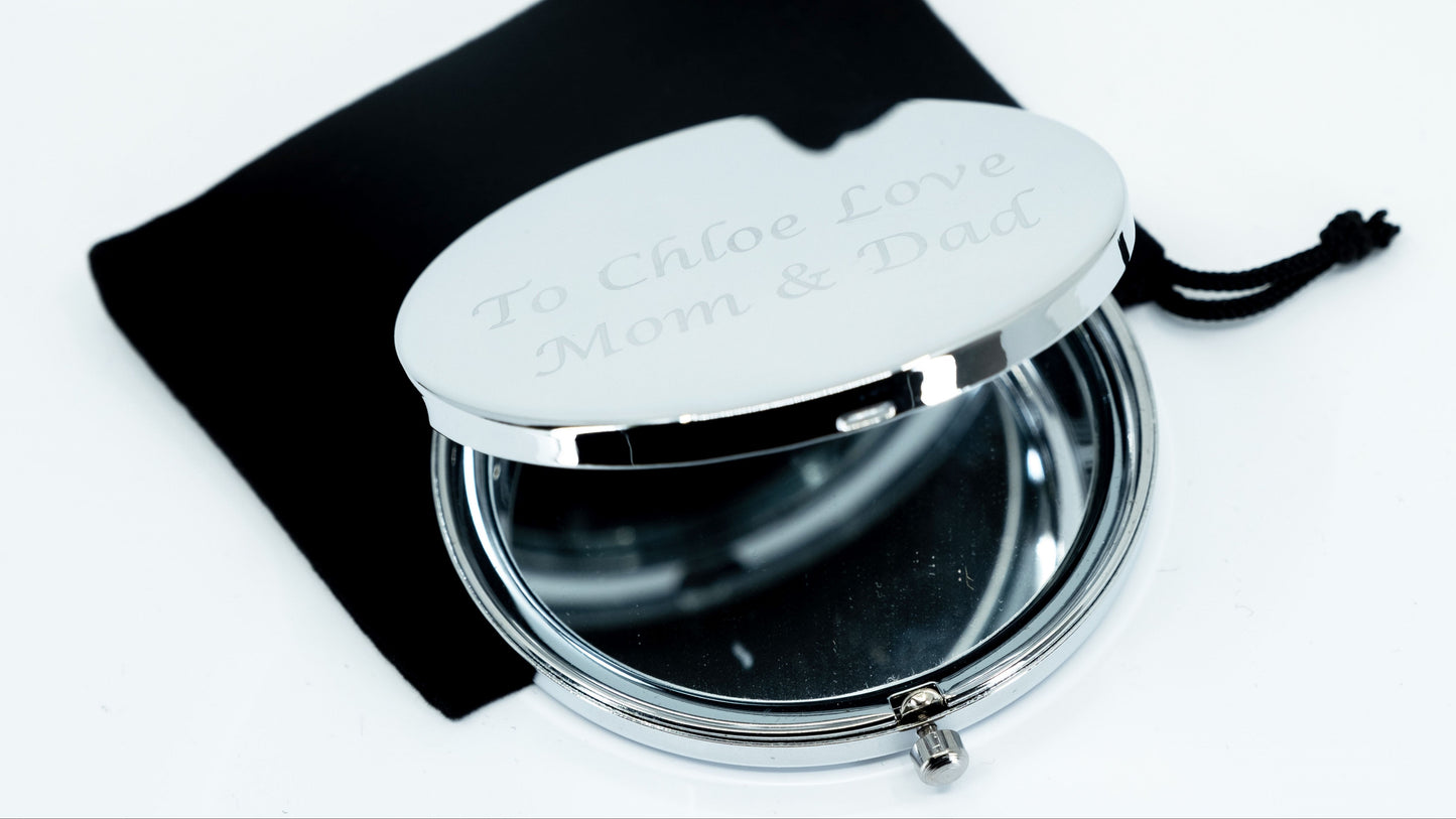 PERSONALISED COMPACT MIRROR - SILVER