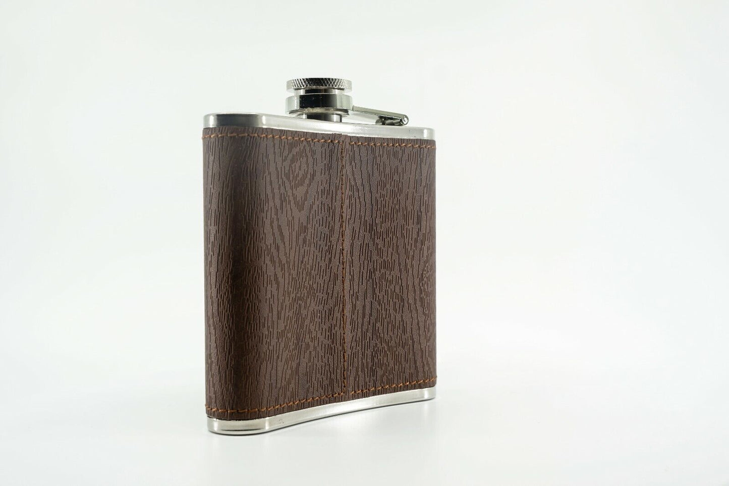 Engraved Hip Flask - 6oz - Wood Effect
