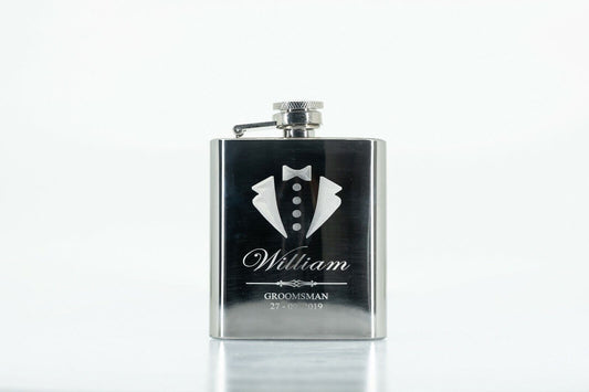 ENGRAVED HIP FLASK - STAINLESS STEEL